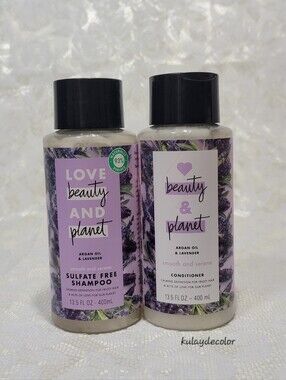 Shampoo Conditioner Set Love Beauty and Planet Argan Oil & Lavender 13.5 Fl oz